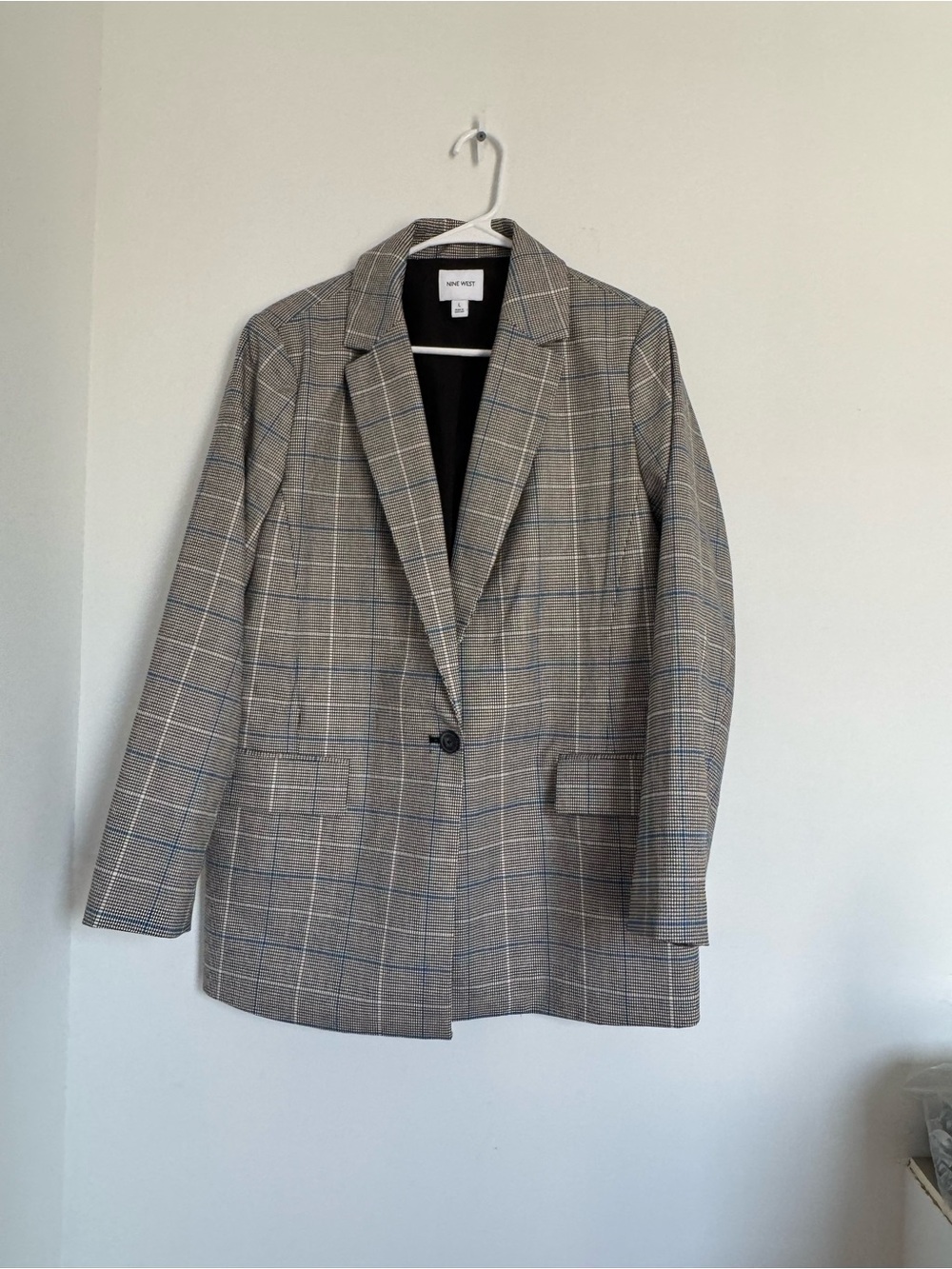 Nine West Gray Glen Plaid Blazer Jacket - Picture 4 of 8